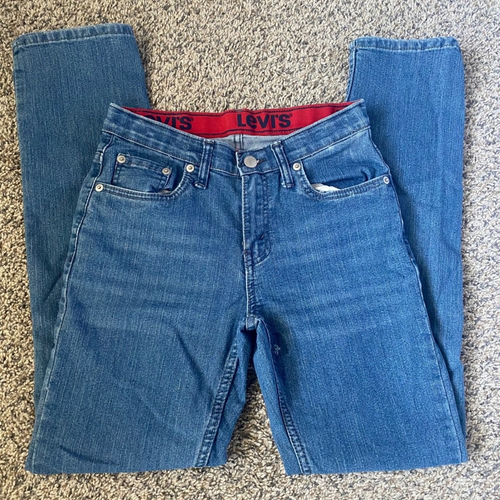 Levi's 502T‎ Boys Jeans Size 14 Reg Slim Fit Adjustable Waist Blue Denim